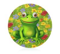 Planche à découper en verre de 20,3 x 20,3 cm en forme de grenouille avec pieds antidérapants pour cuisine, petites planches à découper rondes résistantes à la chaleur pour fruits, fromage, légumes