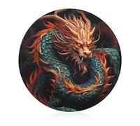 Planche à découper en verre de 20,3 x 20,3 cm, motif dragon chinois avec pieds antidérapants, planches à découper rondes pour cuisine, petites planches à découper résistantes à la chaleur, pour fruits
