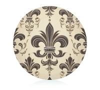 Planche à découper en verre de 20,3 x 20,3 cm, motif fleur de lys et armes, planche à découper ronde avec pieds antidérapants pour cuisine, petites planches à découper résistantes à la chaleur pour