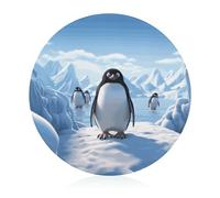 Planche à découper en verre de 20,3 x 20,3 cm, motif pingouin Antarctique, planche à découper ronde avec pieds antidérapants pour cuisine, résistante à la chaleur, petites planches à découper pour