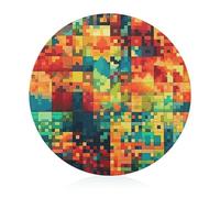 Planche à découper en verre de 20,3 x 20,3 cm, motif pixel, planche à découper ronde avec pieds antidérapants pour cuisine, résistante à la chaleur, petites planches à découper pour fruits, fromage