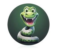 Planche à découper en verre de 20,3 x 20,3 cm - Motif serpent de dessin animé vert - Avec pieds antidérapants - Planches à découper rondes pour cuisine - Résistantes à la chaleur - Petites planches à