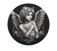 Planche à découper en verre de 20,3 x 20,3 cm, style portrait d'ange avec pieds antidérapants, planche à découper ronde pour cuisine, résistante à la chaleur, petites planches à découper pour fruits