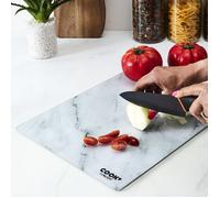 Cook Concept KD3348 Planche à découper rectangulaire Verre trempé Effet marbre Blanc et gris H0,4 x 30 x 40 cm