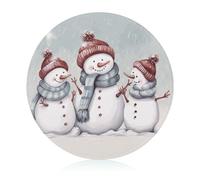 Planche à découper en verre - Motif bonhomme de neige d'hiver - 20,3 x 20,3 cm - Avec pieds antidérapants - Planches à découper rondes pour cuisine - Résistantes à la chaleur - Pour fruits, fromage