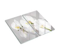 Planche à Découper en Verre Trempé 2x30x52 cm Bords Polis Pieds Antidérapants Décoration Contact Alimentaire Résistant à la Chaleur Symétrique Modernité Avec Impression - Motif d'orchidée