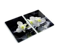 Planche à Découper en Verre Trempé 2x40x52 cm Avec Impression Décoration Résistant à la Chaleur Modernité Symétrique Contact Alimentaire Bords Polis Pieds Antidérapants - Orchidée