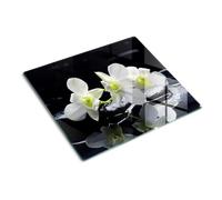 Planche à Découper en Verre Trempé 60x52 cm Avec Impression Décoration Résistant à la Chaleur Modernité Symétrique Contact Alimentaire Bords Polis Pieds Antidérapants - Orchidée