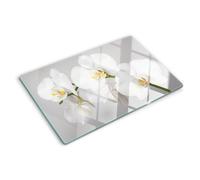 Planche à Découper en Verre Trempé 80x52 cm Bords Polis Pieds Antidérapants Décoration Contact Alimentaire Résistant à la Chaleur Symétrique Modernité Avec Impression - Motif d'orchidée