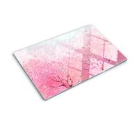 Planche à Découper en Verre Trempé 80x52 cm Bords Polis Résistant à la Chaleur Symétrique Pieds Antidérapants Modernité Avec Impression Décoration Contact Alimentaire - Fleurs de cerisier