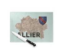 Planche à Découper en Verre Trempé - Allier 03 Departement Laon Carte Ancienne Hauts de France - Protection Plan de Travail et Dessous Plat Résistant Chaleur 2 Tailles Imprimé en France