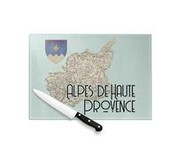 Planche à Découper en Verre Trempé - Alpes de Haute Provence 04 Département Carte Ancienne - Protection Plan de Travail et Dessous Plat Résistant Chaleur 2 Tailles Imprimé en France