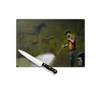 Planche à Découper en Verre Trempé - Banksy Whitewashing Lascaux Peinture Rupestre Grotte - Protection Plan de Travail et Dessous de Plat Résistant Chaleur 2 Tailles Imprimé en France