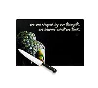 Planche à Découper en Verre Trempé - Become Citation Inspirante Anglais Bouddha Bouddhisme Bien Etre Spiritualite - Protection Plan de Travail et Dessous de Plat Résistant Chaleur 2 Tailles Imprimé