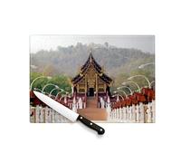 Planche à Découper en Verre Trempé - Chiangmai Pavillon Royal Thaïlande Architecture Sacré - Protection Plan de Travail et Dessous de Plat Résistant Chaleur 2 Tailles Imprimé en France