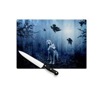 Planche à Découper en Verre Trempé - Couple de Loup Foret Sombre Animaux Sauvages Nature - Protection Plan de Travail et Dessous Plat Résistant Chaleur 2 Tailles Imprimé en France