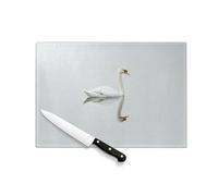 Planche à Découper en Verre Trempé - Cygne Blanc Reflete dans Eau d'un Lac - Protection Plan de Travail et Dessous de Plat Résistant Chaleur 2 Tailles Imprimé en France