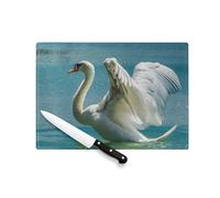 Planche à Découper en Verre Trempé - Cygne Prend Son Envole sur un Lac Vie Sauvage - Protection Plan de Travail et Dessous de Plat Résistant Chaleur 2 Tailles Imprimé en France