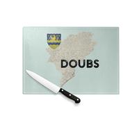 Planche à Découper en Verre Trempé - Doubs 25 Besançon Departement Carte Ancienne Franche Comté - Protection Plan de Travail et Dessous de Plat Résistant Chaleur 2 Tailles Imprimé en France