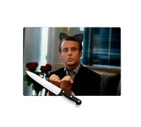 Planche à Découper en Verre Trempé - Emmanuel Macron Kawaii Photo de Célèbrité Humour Politicien - Protection Plan de Travail et Dessous Plat Résistant Chaleur 2 Tailles Imprimé en France