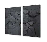 Planche à découper en verre trempé et couvre-cuisinière - Résistant à la chaleur et aux bactéries - UNE PIÈCE (60x52 cm) ou DEUX PIÈCES (30x52 cm chacune); D10A Série Textures: Texture 16