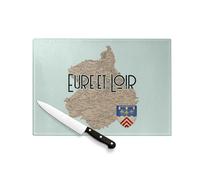 Planche à Découper en Verre Trempé - Eure et Loir 28 Département Chartres Carte Ancienne - Protection Plan de Travail et Dessous de Plat Résistant Chaleur 2 Tailles Imprimé en France