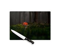 Planche à Découper en Verre Trempé - Foret Champignon Rouge Amanite Tue Mouche dans la Mousse - Protection Plan de Travail et Dessous de Plat Résistant Chaleur 2 Tailles Imprimé en France