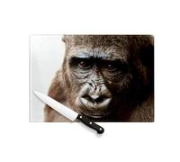 Planche à Découper en Verre Trempé - Gorille Photo Gros Plan Visage Animal Nature Vie Sauvage - Protection Plan de Travail et Dessous de Plat Résistant Chaleur 2 Tailles Imprimé en France
