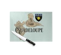 Planche à Découper en Verre Trempé - Guadeloupe 971 Département Ile Carte Ancienne Rare - Protection Plan de Travail et Dessous de Plat Résistant Chaleur 2 Tailles Imprimé en France