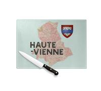 Planche à Découper en Verre Trempé - Haute Vienne 87 Departement Limoge Carte Ancienne - Protection Plan de Travail et Dessous de Plat Résistant Chaleur 2 Tailles Imprimé en France