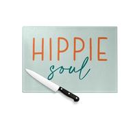 Planche à Découper en Verre Trempé - Hippie Soul L'Âme d'un Hippie Culture Fierté Etats-Unis - Protection Plan de Travail et Dessous de Plat Résistant Chaleur 2 Tailles Imprimé en France