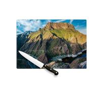 Planche à Découper en Verre Trempé - Iles Canaries Espagne Montagne/Unesco Patrimoine Mondiale - Protection Plan de Travail et Dessous de Plat Résistant Chaleur 2 Tailles Imprimé en France