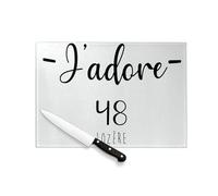 Planche à Découper en Verre Trempé - J'Adore 48 Lozere Departement France Region Mende - Protection Plan de Travail et Dessous de Plat Résistant Chaleur 2 Tailles Imprimé en France