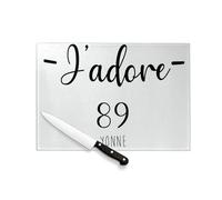 Planche à Découper en Verre Trempé - J'Adore 89 Yonne Departement France Region Auxerre - Protection Plan de Travail et Dessous de Plat Résistant Chaleur 2 Tailles Imprimé en France
