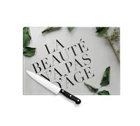 Planche à Découper en Verre Trempé - la Beauté n'a Pas d'Âge Message Inspiration - Protection Plan de Travail et Dessous de Plat Résistant Chaleur 2 Tailles Imprimé en France