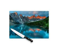 Planche à Découper en Verre Trempé - Lac de Montagne en Italie Eau Turquoise Sommets - Protection Plan de Travail et Dessous Plat Résistant Chaleur 2 Tailles Imprimé France