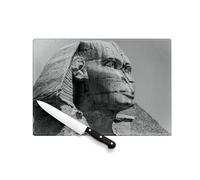 Planche à Découper en Verre Trempé - Le Sphynx Vallée du Nil Egypte Photo Noir et Blanc - Protection Plan de Travail et Dessous de Plat Résistant Chaleur 2 Tailles Imprimé en France