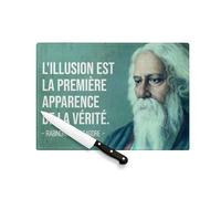 Planche à Découper en Verre Trempé - L'illusion Est La Première Apparence De La Vérité Rabindranath Tagore Citation Meditation Spiritualité Inspiration - Protection Plan de Travail et Dessous Plat