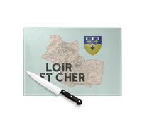 Planche à Découper en Verre Trempé - Loir et Cher 41 Departement Blois Carte Ancienne - Protection Plan de Travail et Dessous de Plat Résistant Chaleur 2 Tailles Imprimé en France