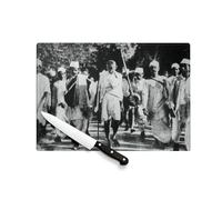 Planche à Découper en Verre Trempé - Mahatma Gandhi Inde Marche du Sel Moment Historique - Protection Plan de Travail et Dessous de Plat Résistant Chaleur 2 Tailles Imprimé en France