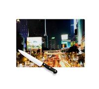 Planche à Découper en Verre Trempé - metropole de nuit lumiere traffic - Protection Plan de Travail et Dessous Plat Résistant Chaleur 2 Tailles Imprimé en France