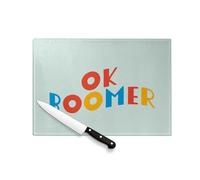 Planche à Découper en Verre Trempé - OK Boomer Humour Internet Web Meme - Protection Plan de Travail et Dessous de Plat Résistant Chaleur 2 Tailles Imprimé en France