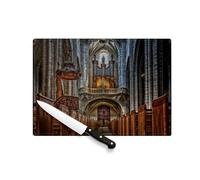 Planche à Découper en Verre Trempé - Paris Eglise Cathedrale Orgue Batiment Moyen Age - Protection Plan de Travail et Dessous de Plat Résistant Chaleur 2 Tailles Imprimé en France