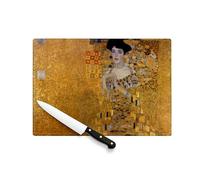Planche à Découper en Verre Trempé - Peinture Gustav Klimt Portrait d'Adèle Bloch Bauer I Art Vintage Original Or Doré - Protection Plan de Travail et Dessous de Plat Résistant Chaleur 2 Tailles
