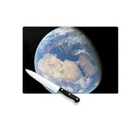 Planche à Découper en Verre Trempé - Planete Terre Vue Afrique Du Nord Europe Peninsule Arabique - Protection Plan de Travail et Dessous de Plat Résistant Chaleur 2 Tailles Imprimé en France