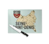 Planche à Découper en Verre Trempé - Seine Saint Denis 93 Departement Ile de France Paris - Protection Plan de Travail et Dessous Plat Résistant Chaleur 2 Tailles Imprimé en France