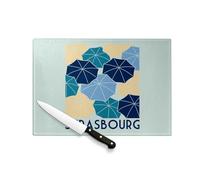 Planche à Découper en Verre Trempé - Strasbourg Emblèmes Ville France Est - Protection Plan de Travail et Dessous de Plat Résistant Chaleur 2 Tailles Imprimé en France