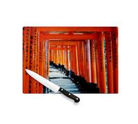 Planche à Découper en Verre Trempé - tori arche sanctuaire shintoiste japon - Protection Plan de Travail et Dessous de Plat Résistant Chaleur 2 Tailles Imprimé en France