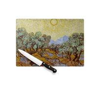 Planche à Découper en Verre Trempé - Van Gogh Oliviers Peinture Post-Impressionnisme - Protection Plan de Travail et Dessous de Plat Résistant Chaleur 2 Tailles Imprimé en France