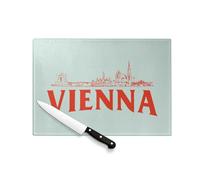 Planche à Découper en Verre Trempé - Vienna Minimalist Vienne Voyage Autriche Mozart - Protection Plan de Travail et Dessous de Plat Résistant Chaleur 2 Tailles Imprimé en France